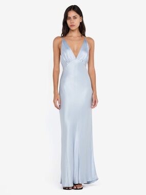 Bec + Bridge Moon Dance V Maxi Dress in Dusty Blue | Size 2